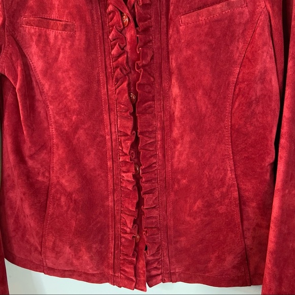 Chico’s Red Button Front Leather Jacket - Picture 6 of 9